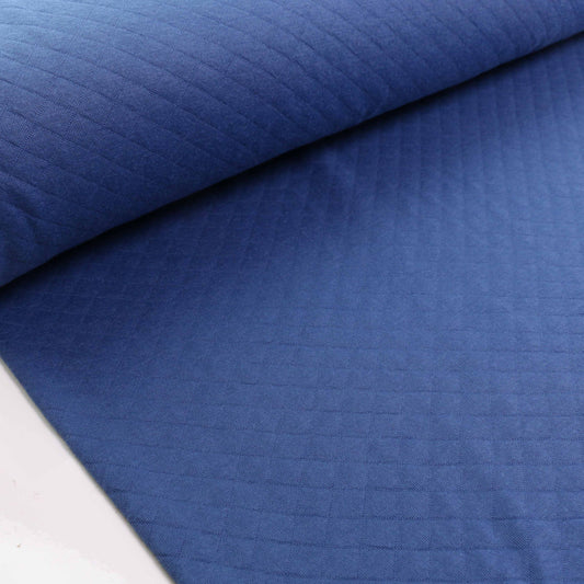 Quilted Jersey Fabric - Blue diamond