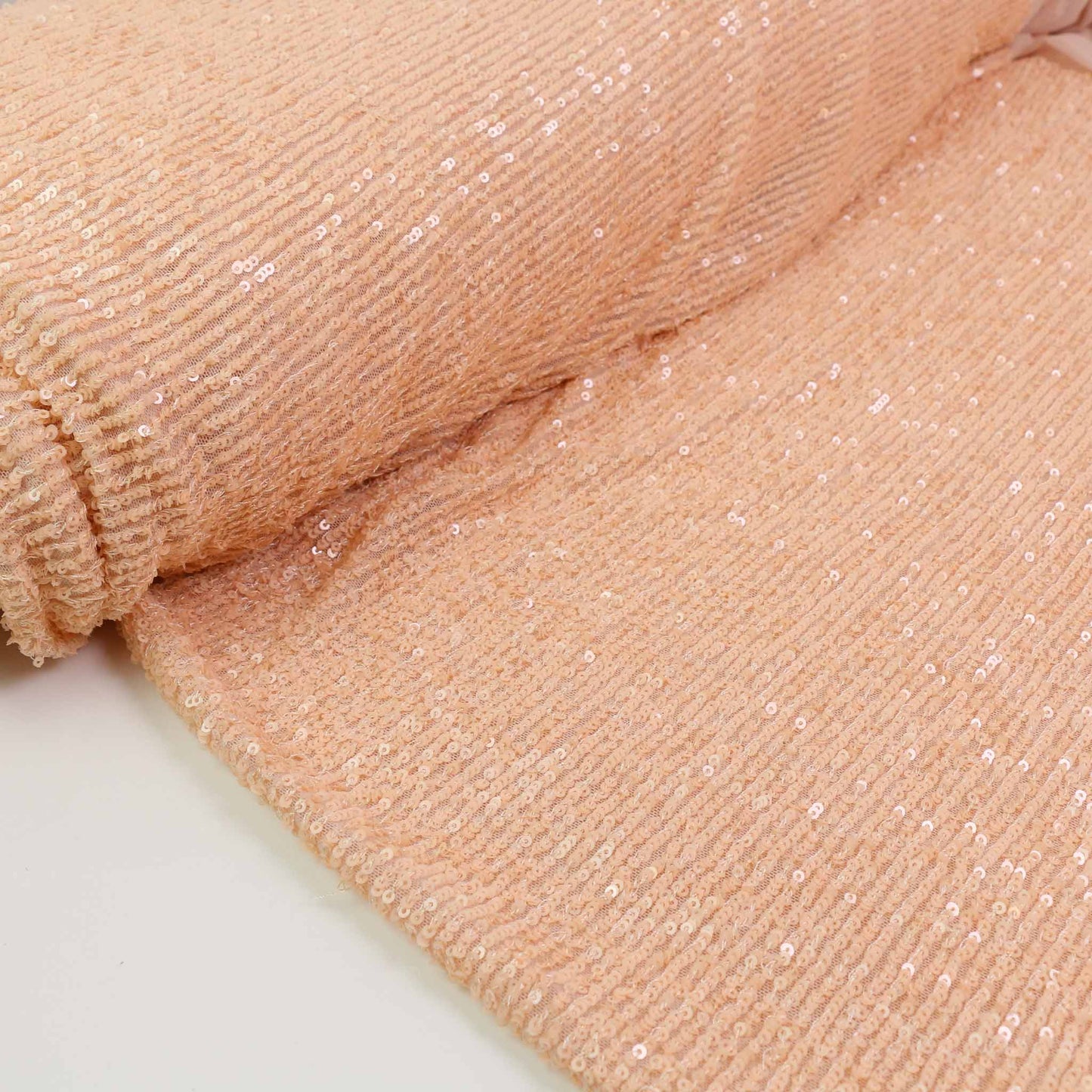 Stretchy Sequin Fabric - Pale peach