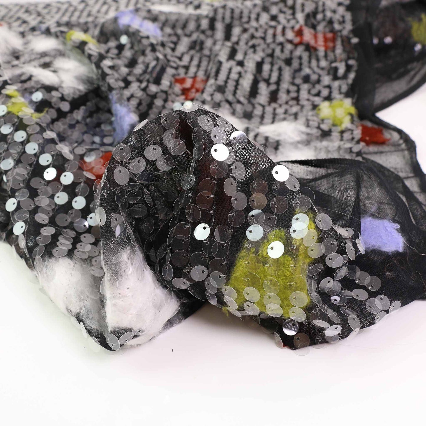Sequin Fabric - Black, Multicoloured