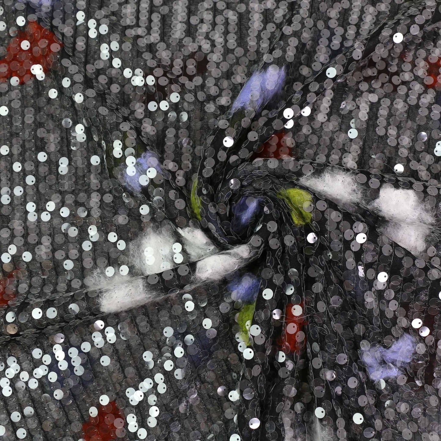 Sequin Fabric - Black, Multicoloured