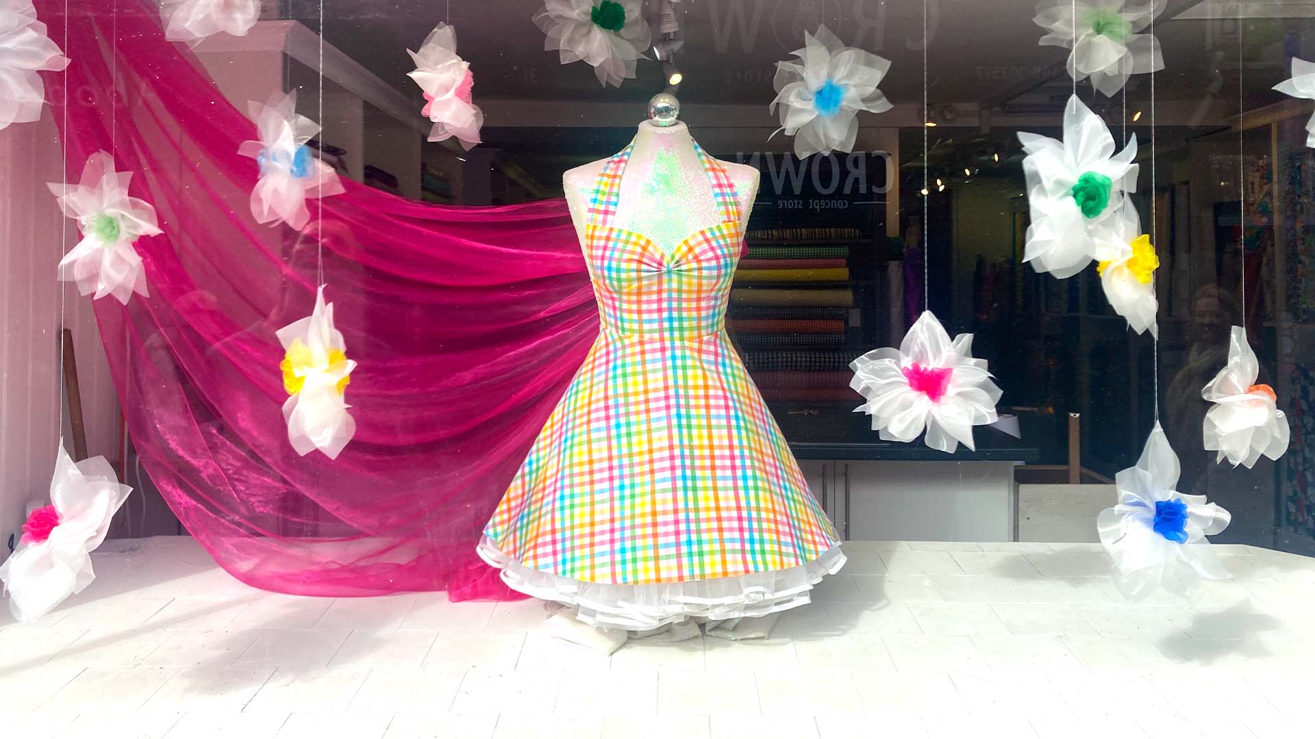 brighton fabric shop Cloth Control window display situated on the famous North Laines
