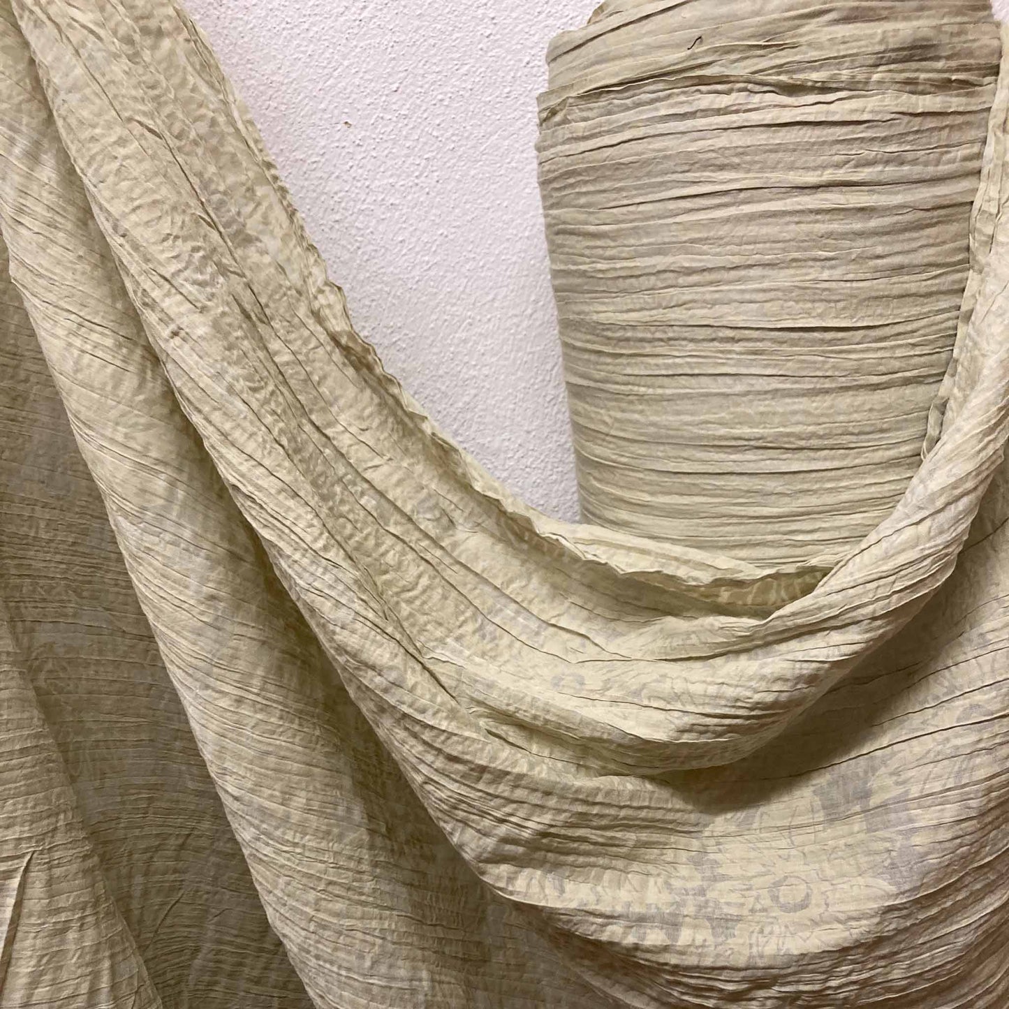 Crinkle Cotton blend Fabric - Beige