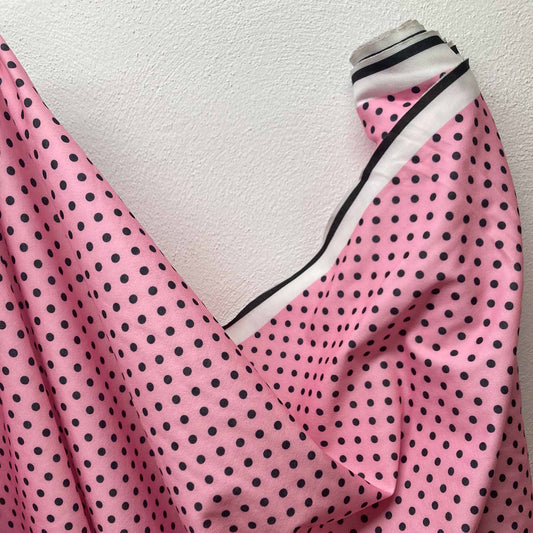 Scuba Crepe Fabric - Baby pink polka dot