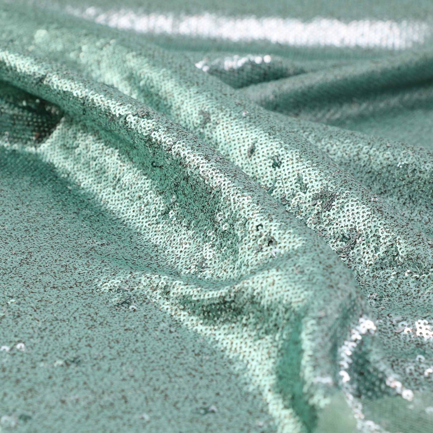 Flip Sequin Fabric - Mint Green, Silver