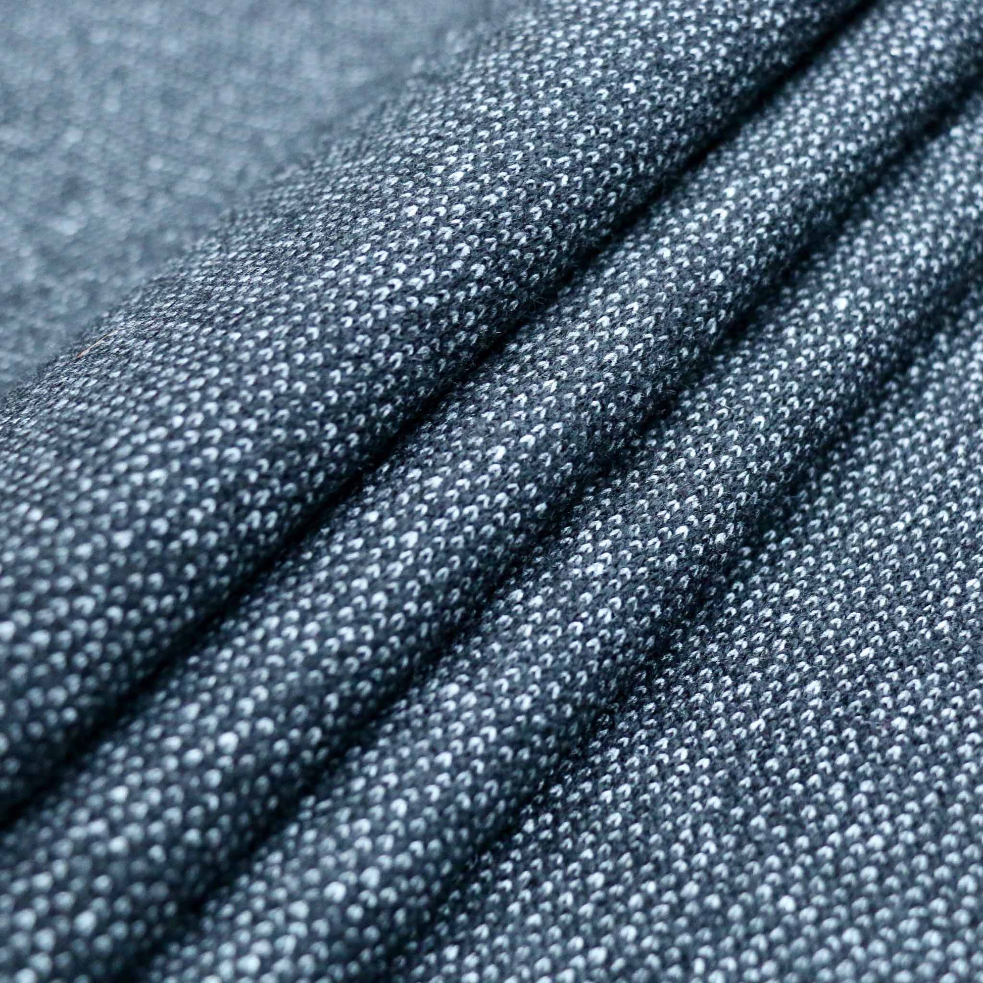 folded wool jersey knit dressmaking fabric with felt backing in black and grey