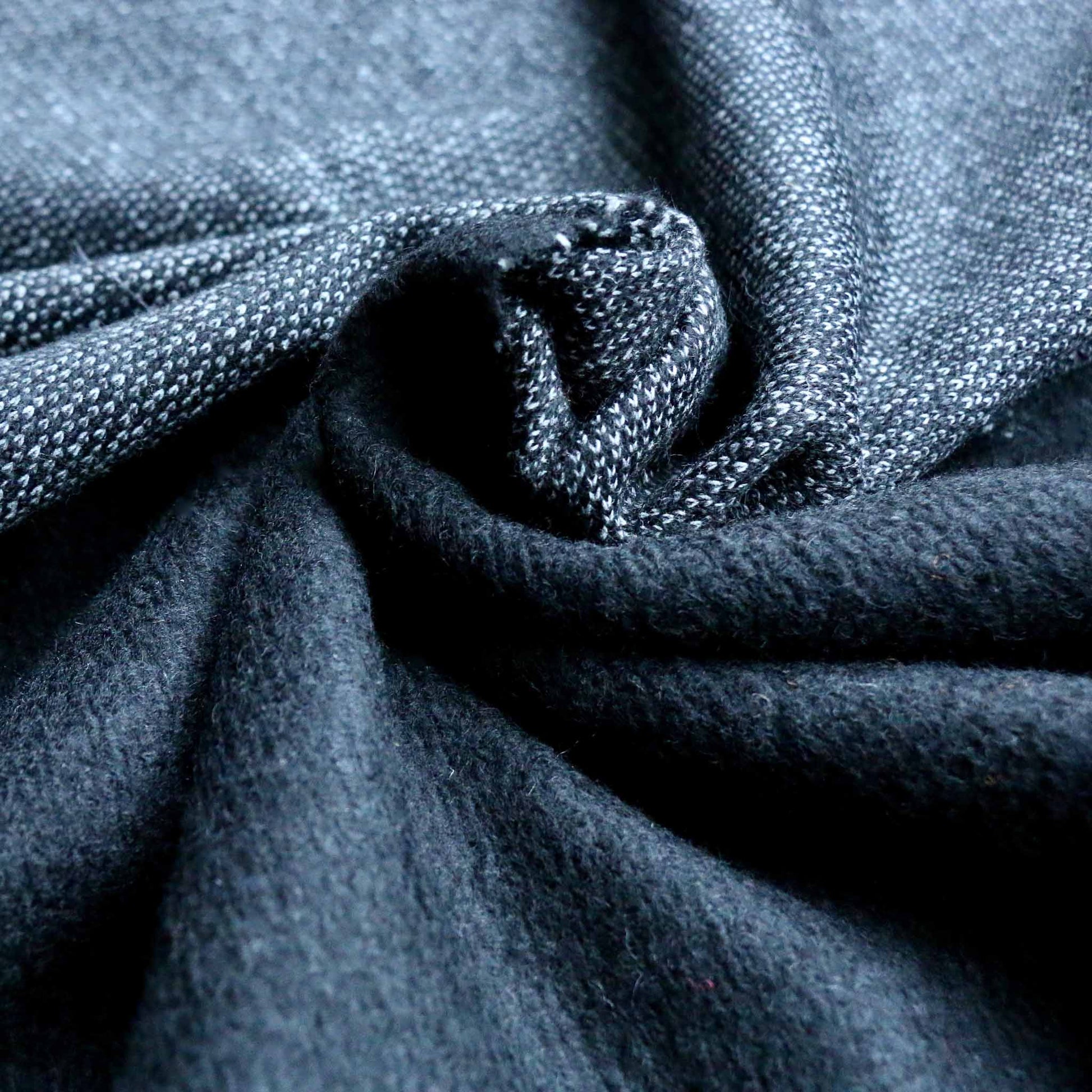 grey and black wool jersey knit felt back dressmaking fabric