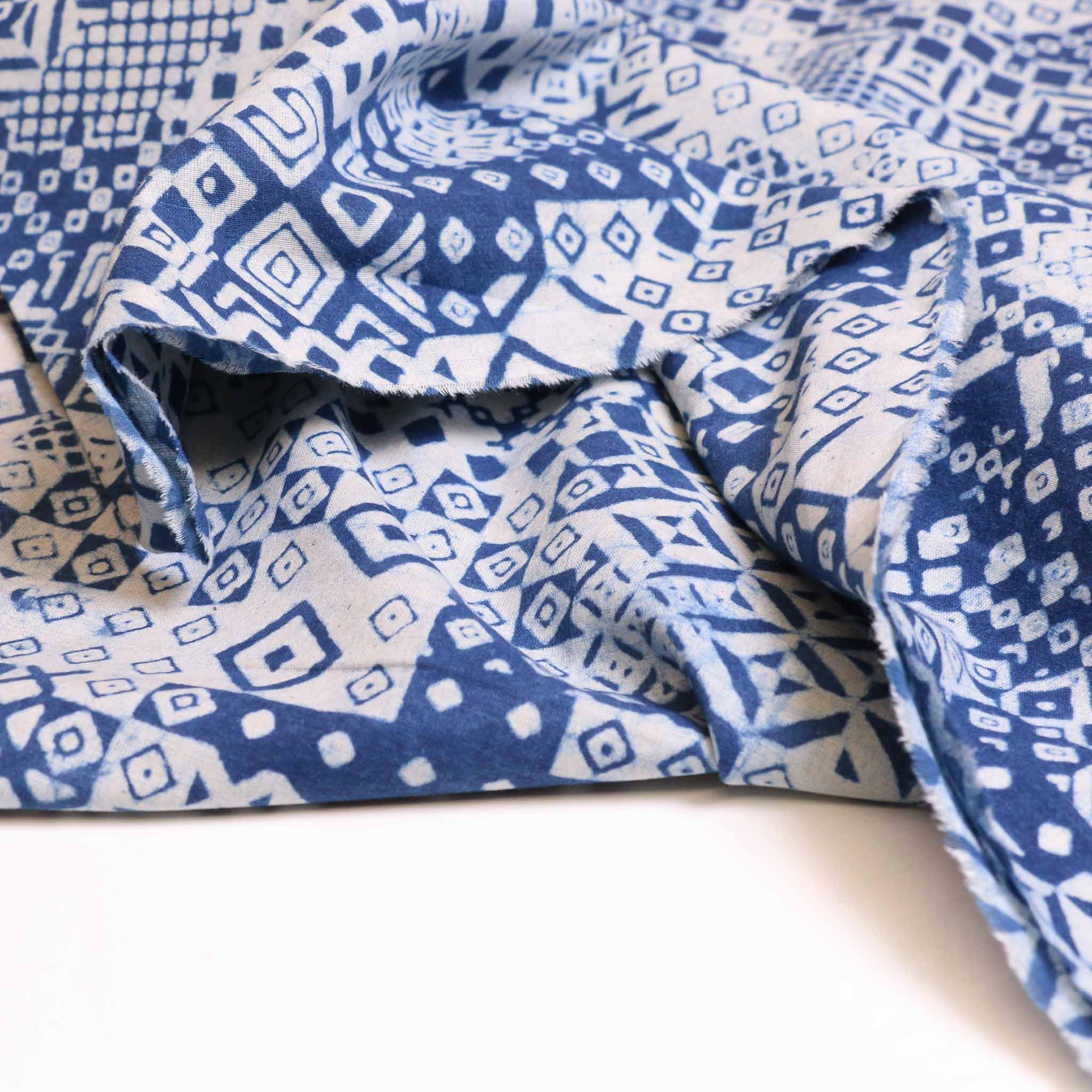 indigo hand block printed 100% cotton dressmaking fabric from India is a fabric collection sourced directly from artisan markers in Indai
