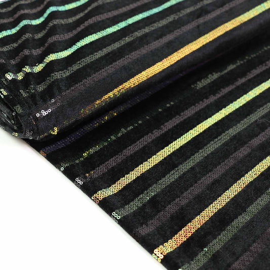 Dressmaking Fabric  Wilson High Shine Sequin Stripes - Black