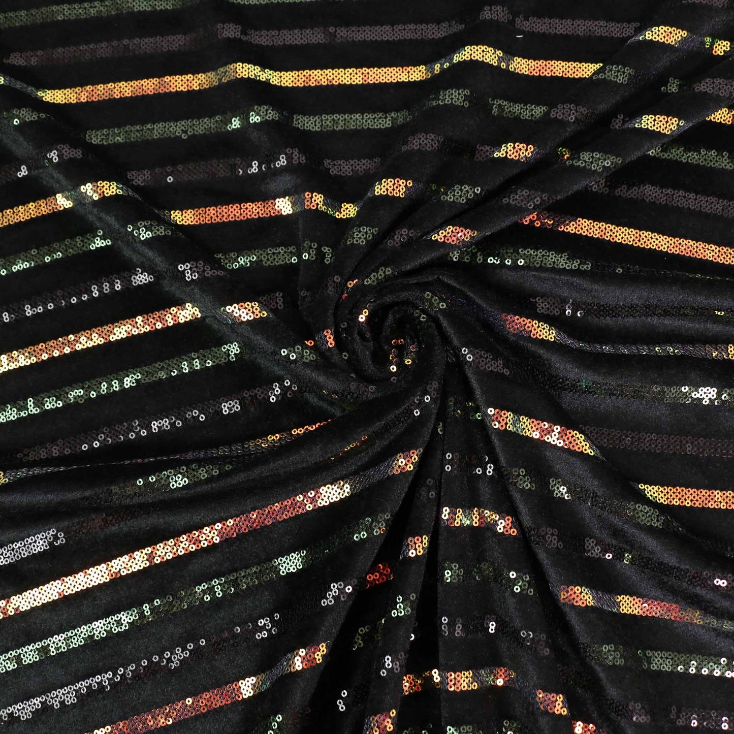 Sequin Velour Fabric - Black, iridescent