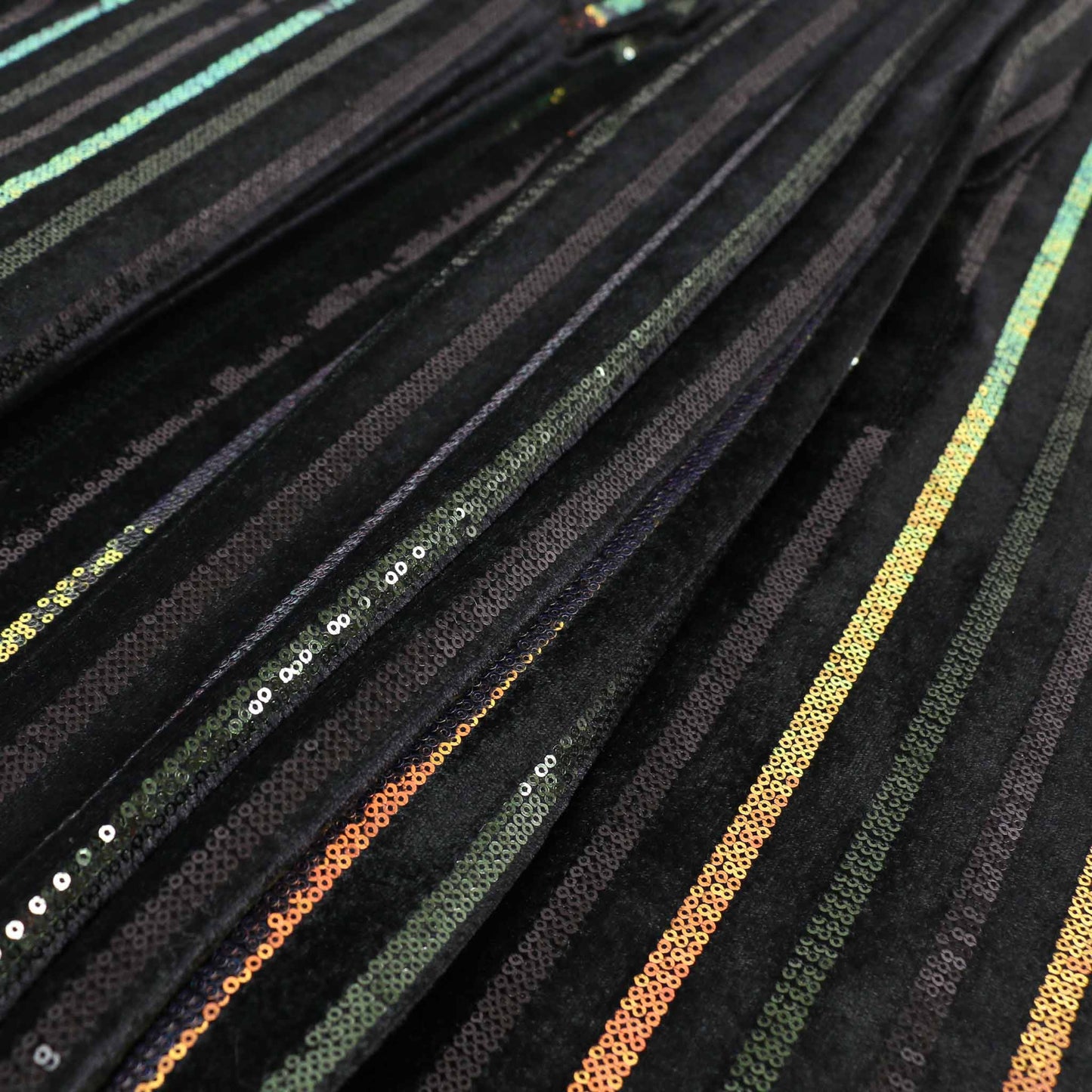 Sequin Velour Fabric - Black, iridescent