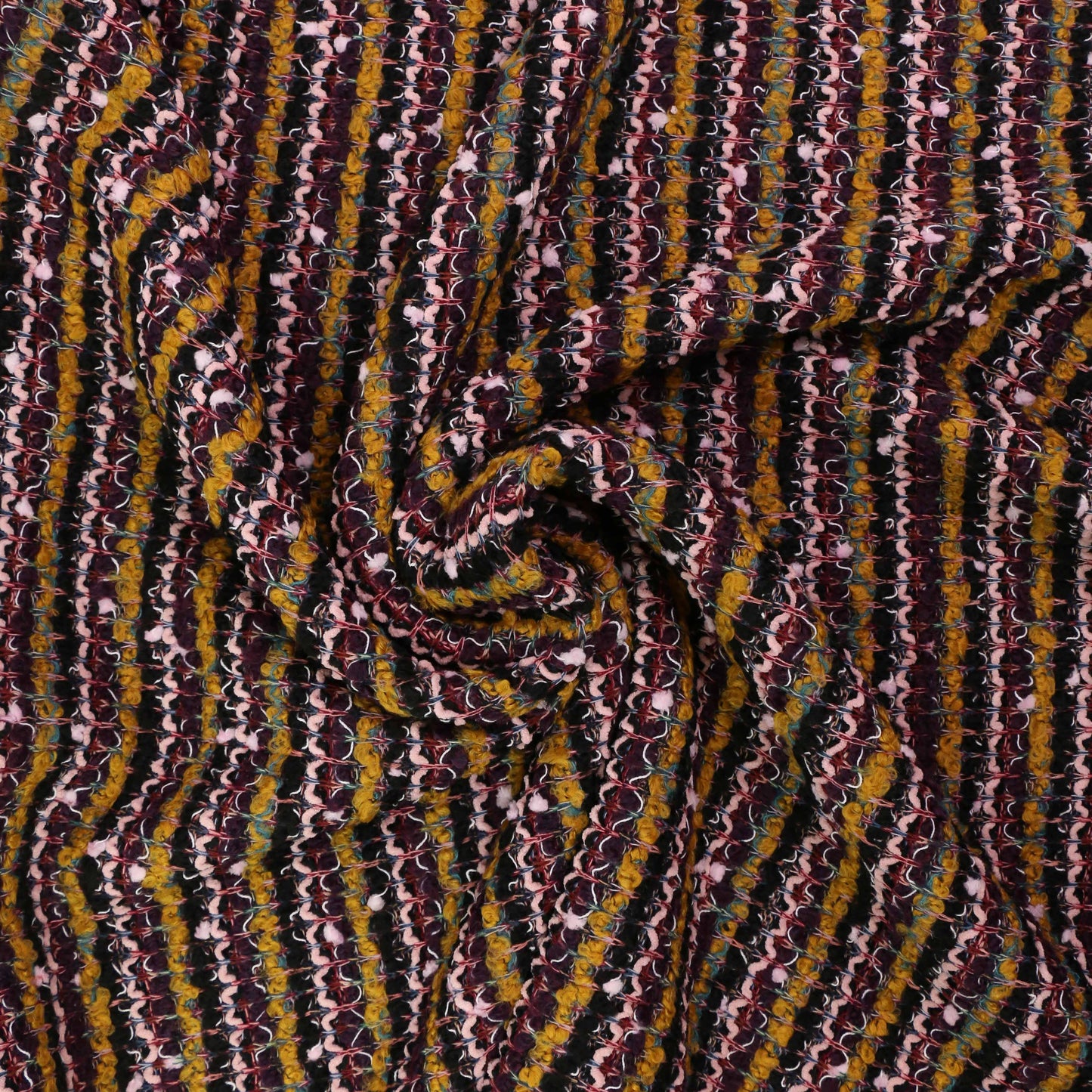 Boucle Jersey Fabric - Plum, red, mustard