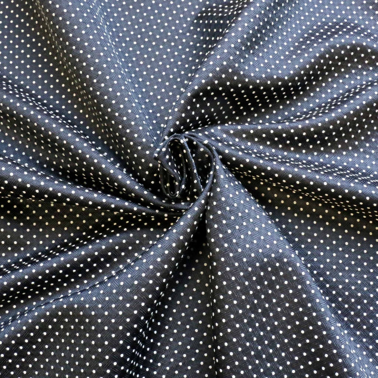 jacquard silk tie dot waistcoat fabric in navy blue and white