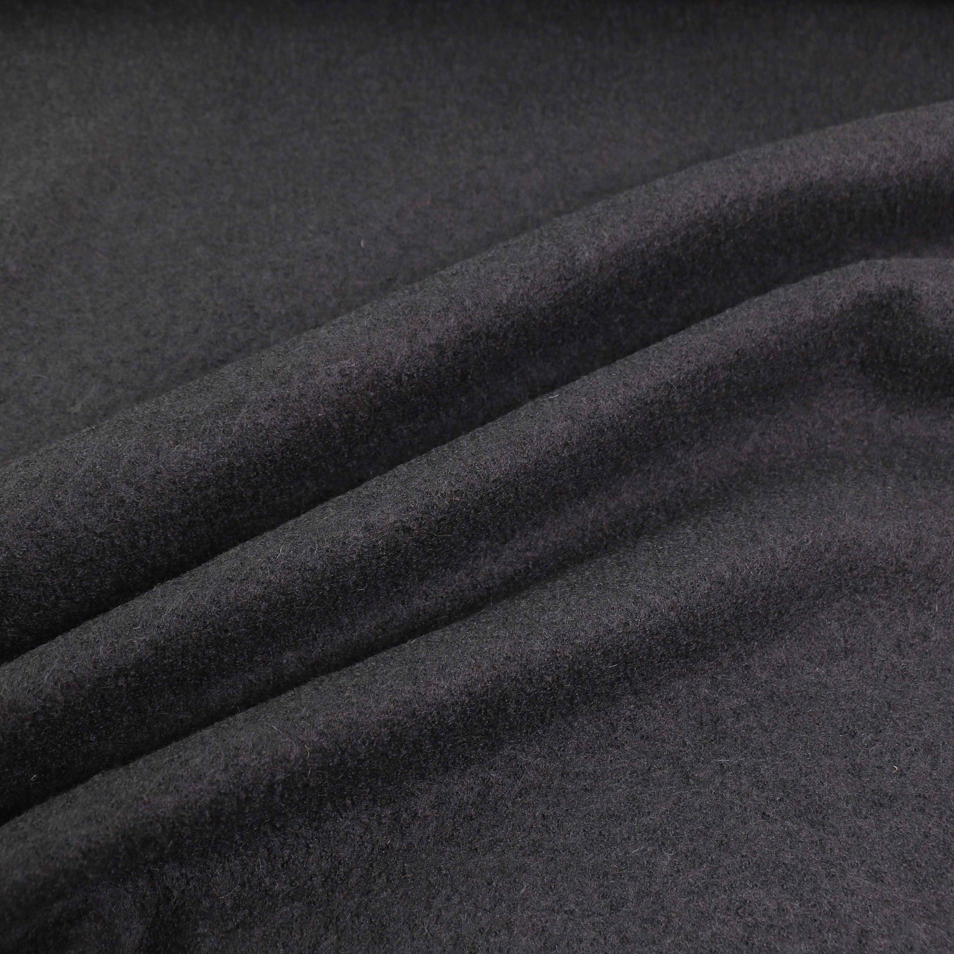 Black Boiled Wool Fabric by Telio