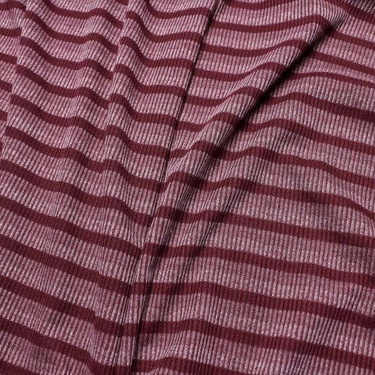 purple mauve rib jersey striped dressmaking fabric