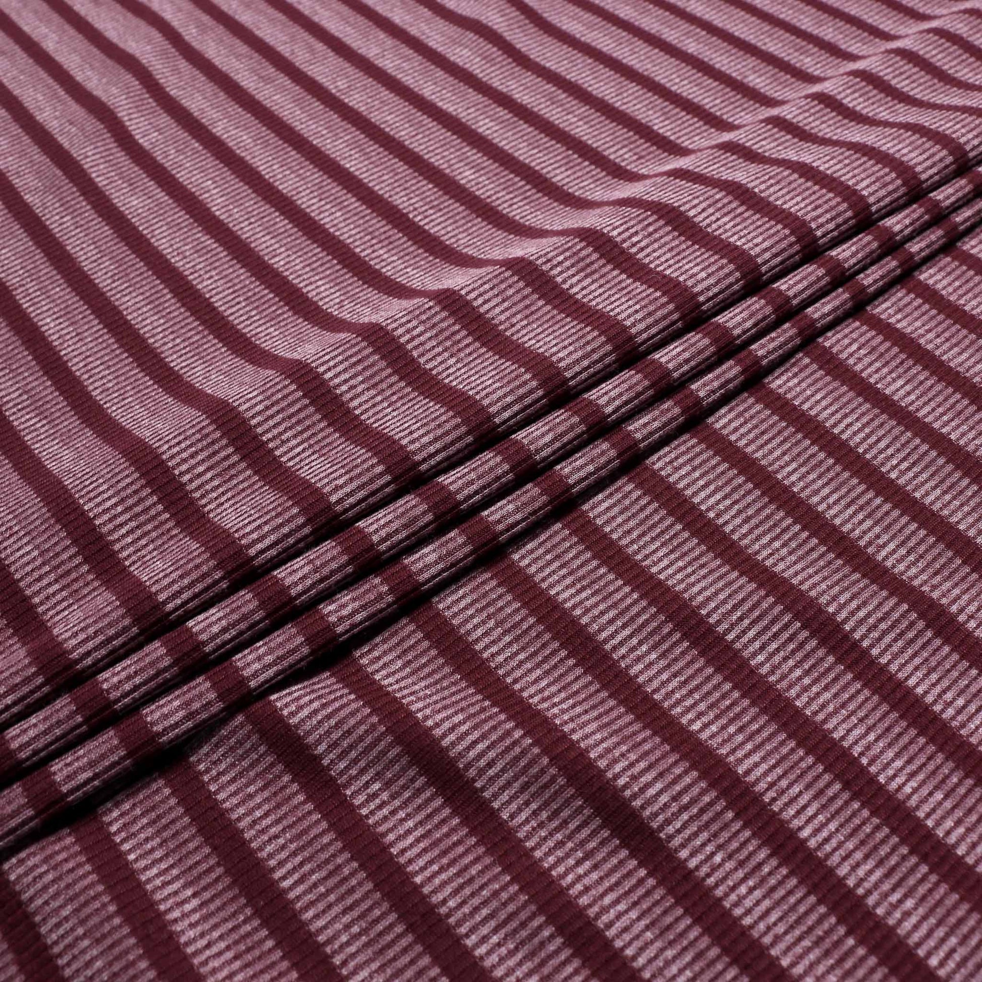 striped rib jersey dressmaking fabric in purple and mauve