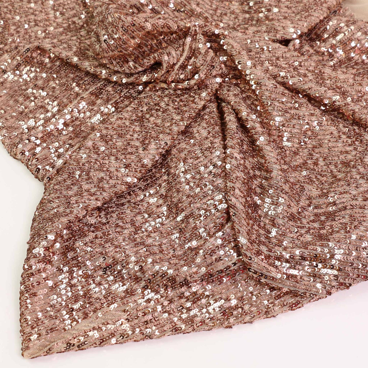 Stretchy Sequin Fabric - Rose Gold