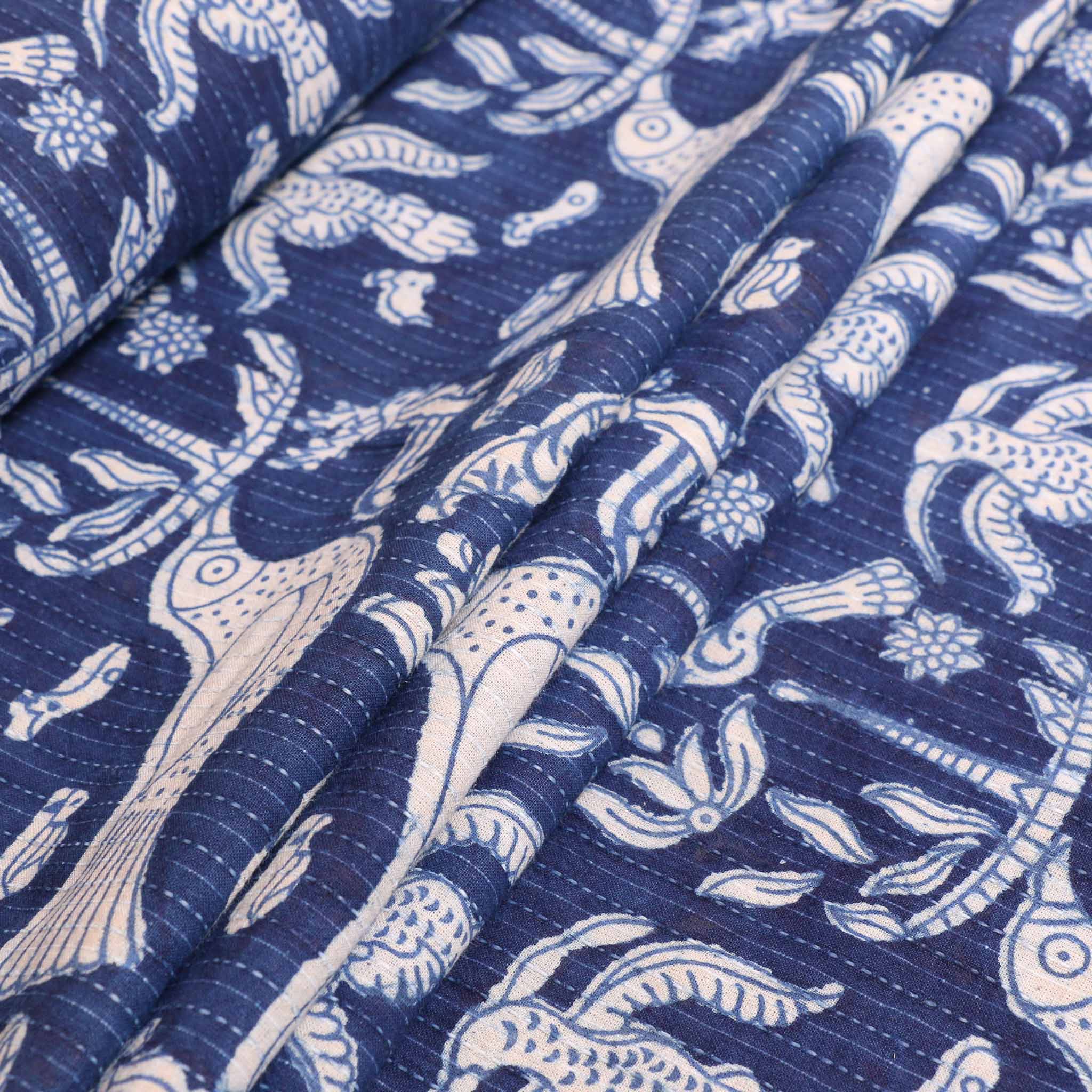 indigo hand block printed sashiko cotton fabric for dressmaking advertising cloth controls new collection