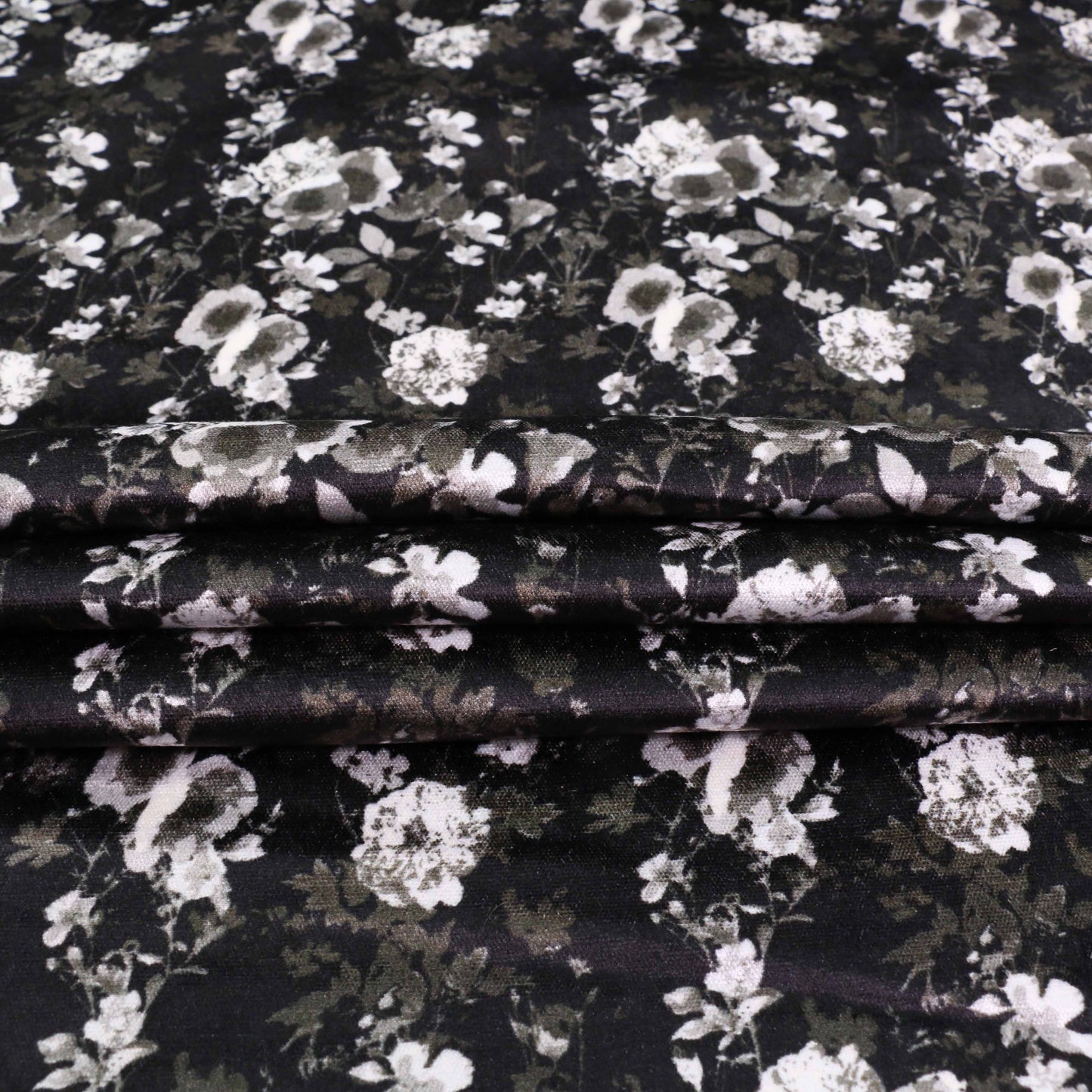 Cotton Velvet fabric - Black, grey