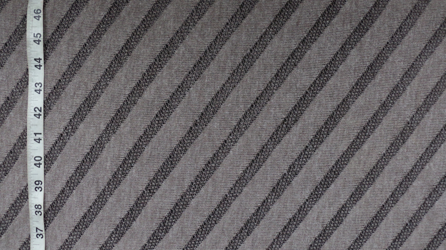 REMNANT 0.95m x 1.50m - JERSEY FABRIC - Diagonal Stripe Design  - Beige Colour