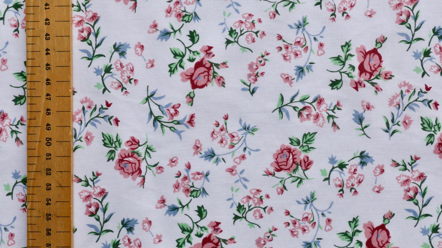 PRINTED POLYCOTTON FABRIC - Delicate Rose Design