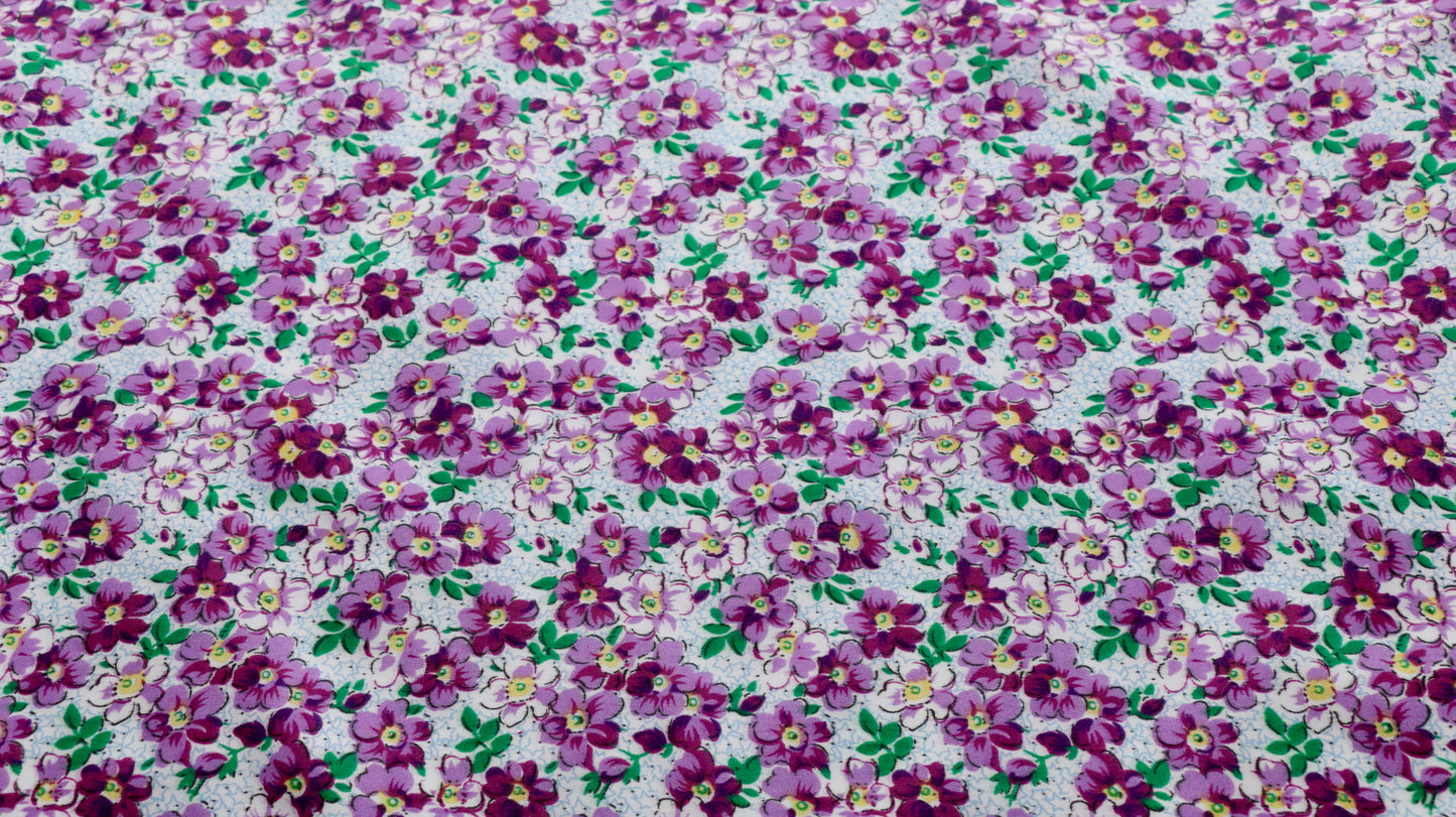 PRINTED POLYCOTTON FABRIC - Delicate floral design