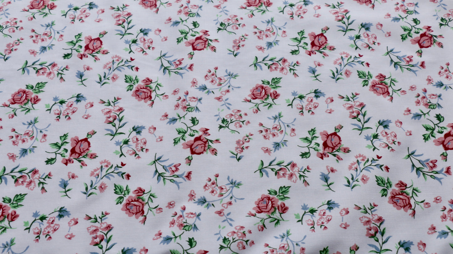 PRINTED POLYCOTTON FABRIC - Delicate Rose Design