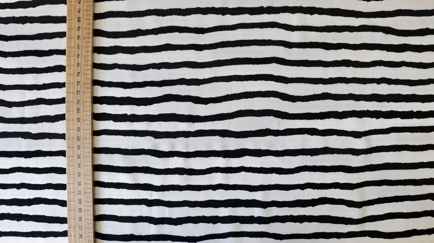 REMNANT  0.55m x 1.50m - VISCOSE LAWN FABRIC - Stripe design