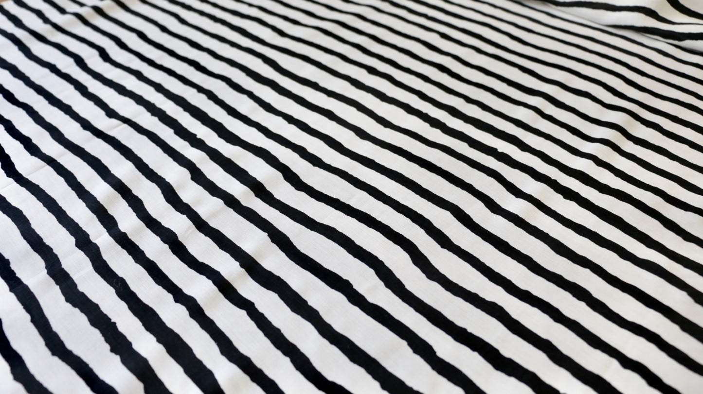 REMNANT  0.55m x 1.50m - VISCOSE LAWN FABRIC - Stripe design