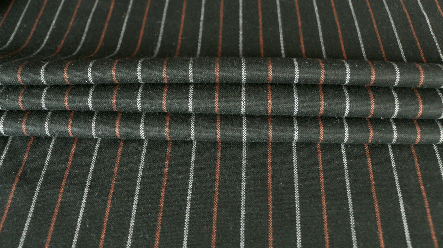 wool-blend-wool-voltaire-fabric-black-burned-orange-and-grey-stripe-design-clothcontrol
