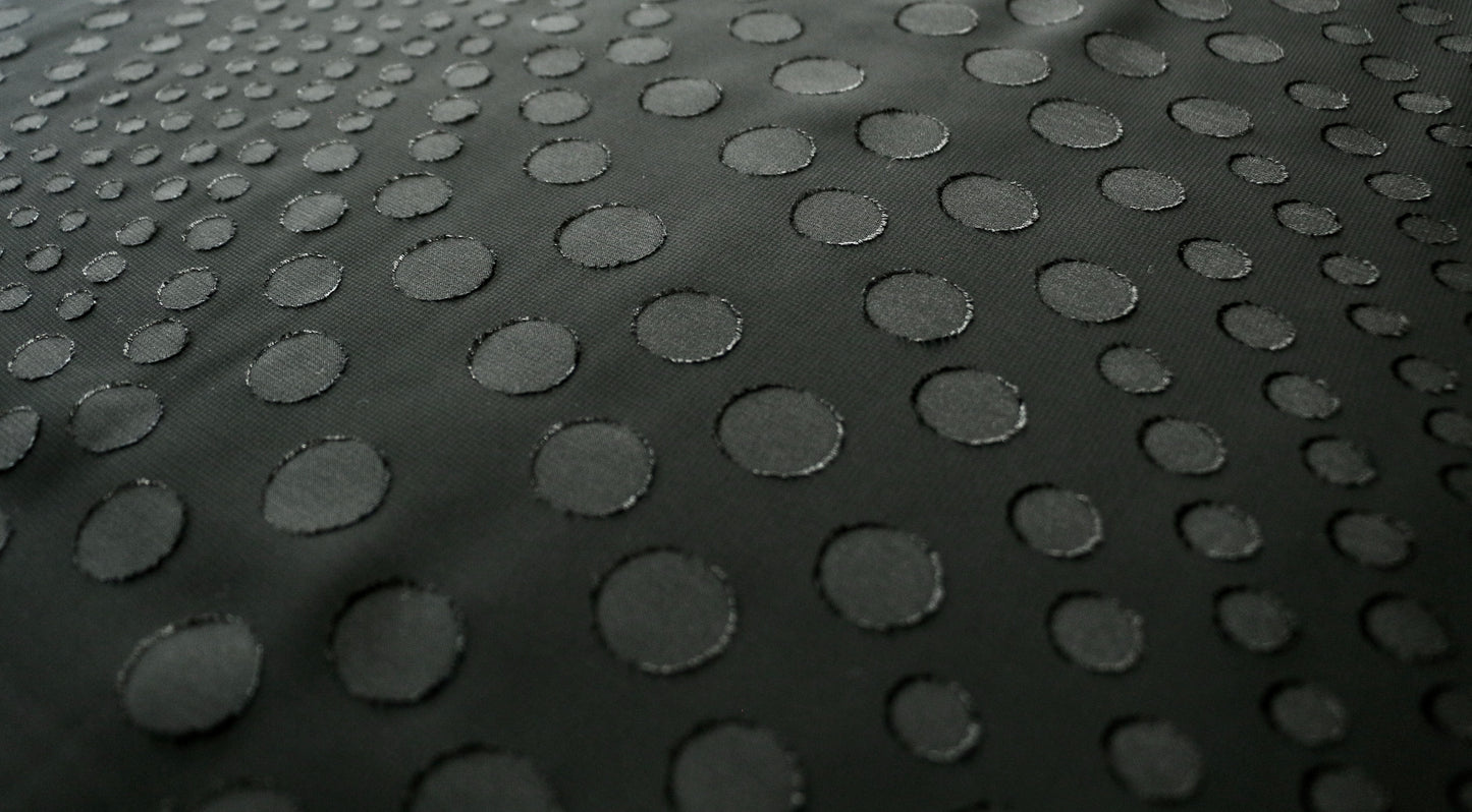 flocked-chiffon-fabric-black-colour-raised-dot-design-clothcontrol