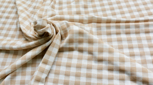 REMNANT  0.65m x 1.50m - VISCOSE JERSEY FABRIC- Gingham design - 2 Way Stretch