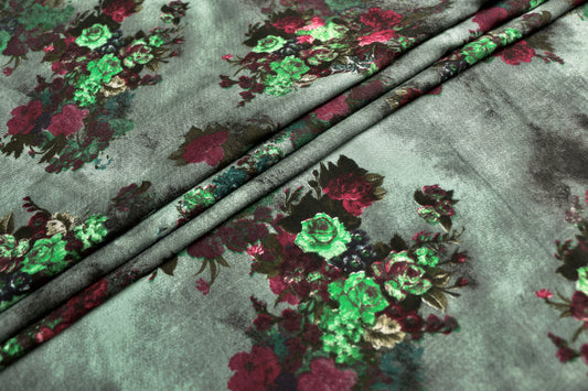 viscose-challis-fabric-rose-design-green-pink-clothcontrol