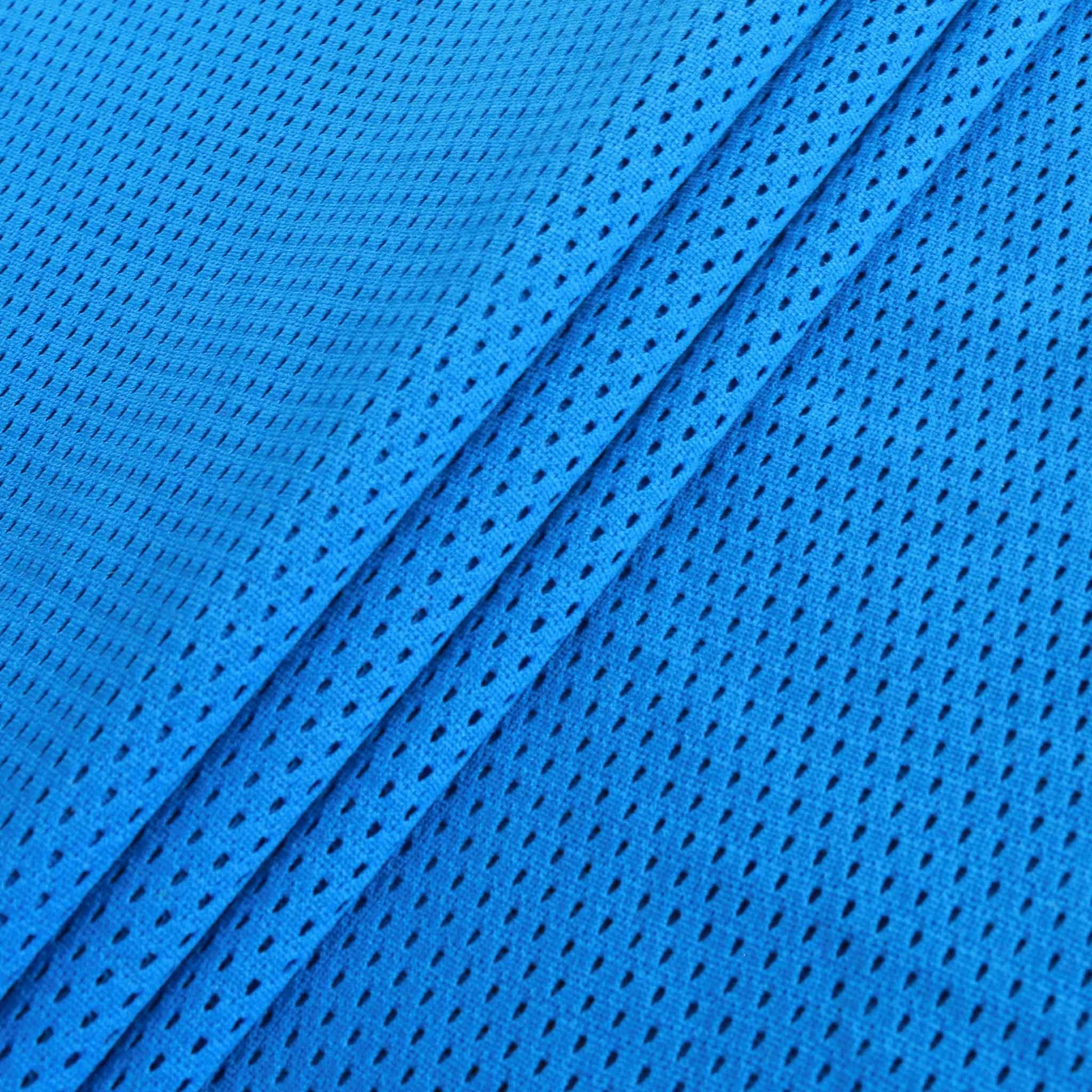 airtex mesh sport jersey fabric for dressmaking in blue