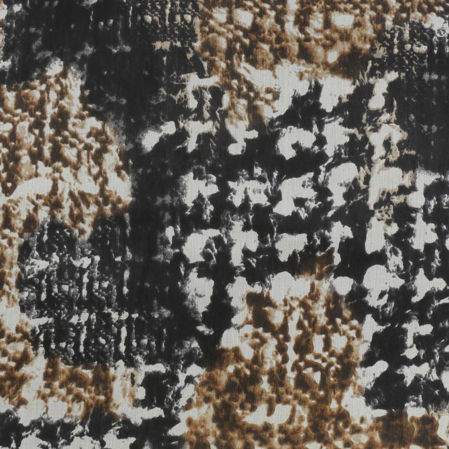 beige and black chiffon silk dressmaking fabric with crinkle effect texture and animal skin print
