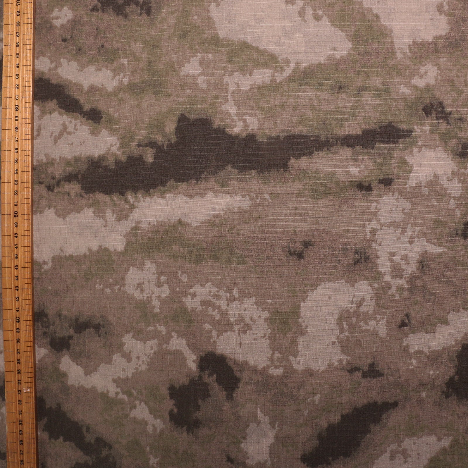 beige cotton ripstop semi digital camouflage dressmaking fabric in khaki green and brown