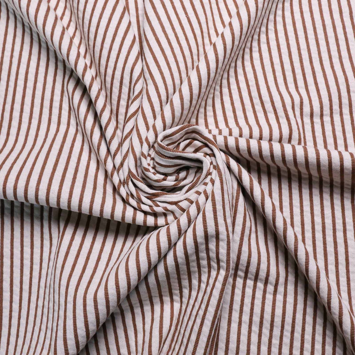striped beige and white double jersey knit viscose dress fabric