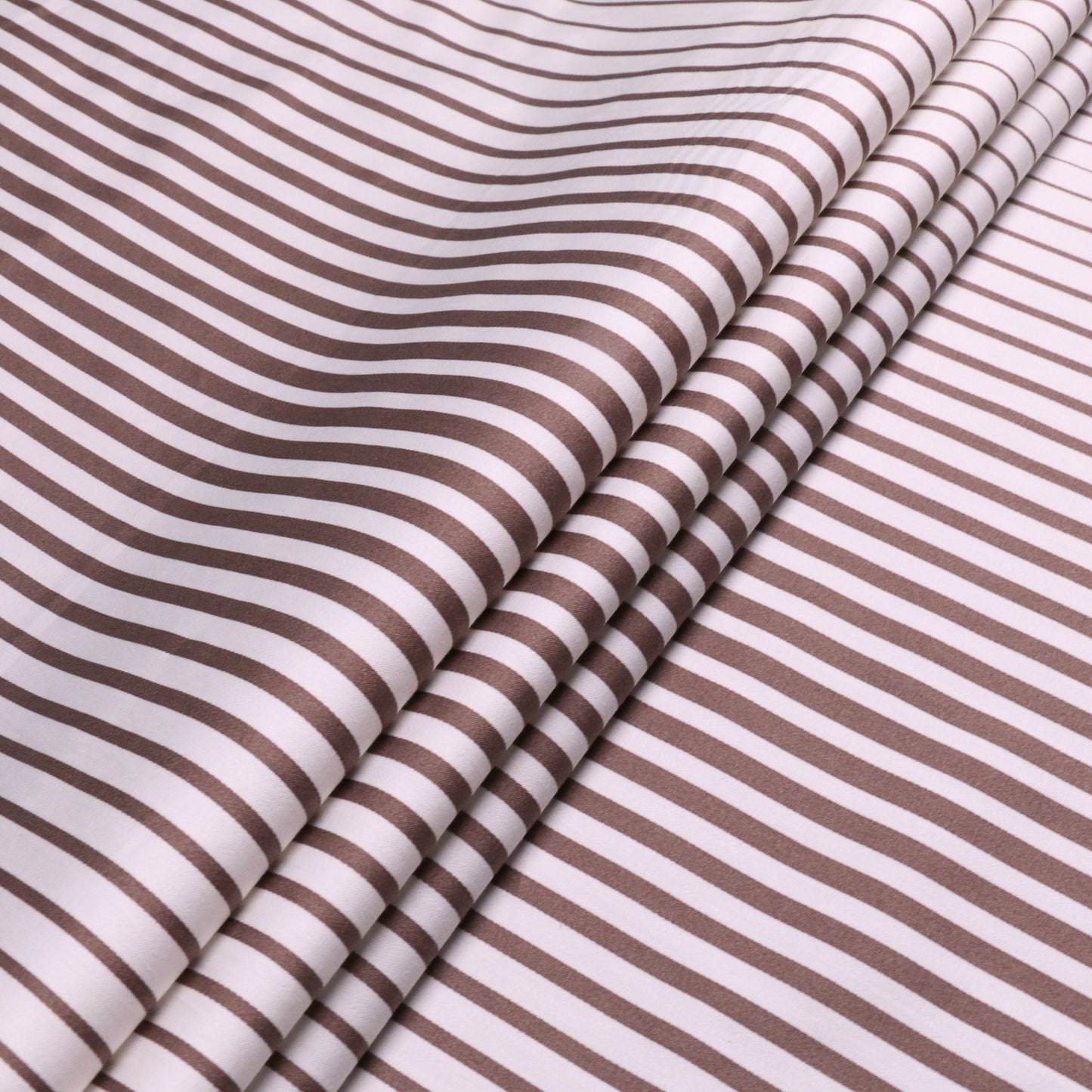 beige and white striped cotton sateen dressmaking fabric