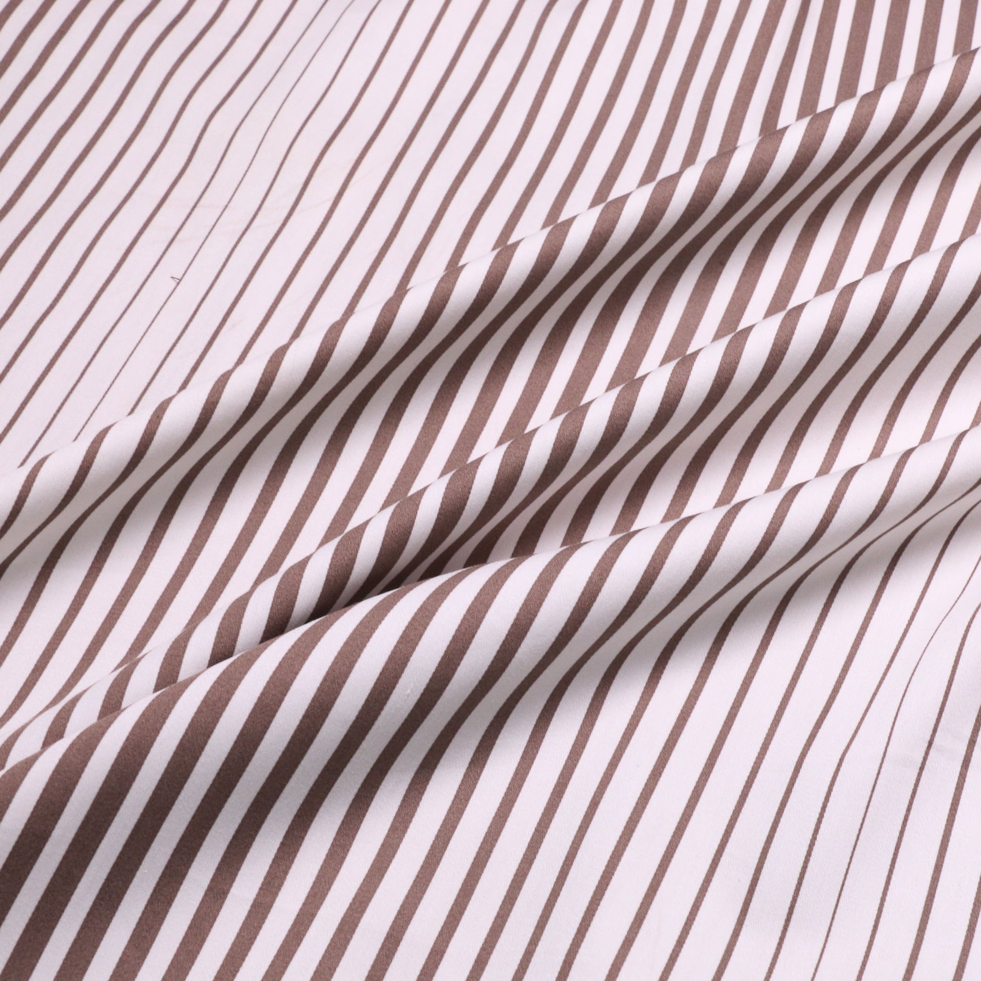 white and beige cotton sateen dressmaking striped fabric