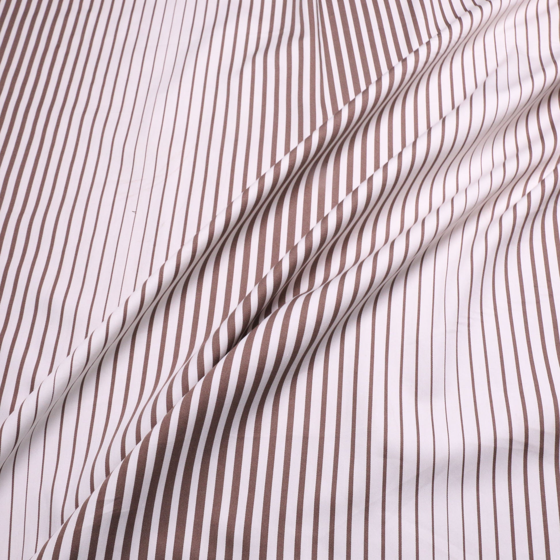 white and beige cotton sateen fabrics for dressmaking striped pattern
