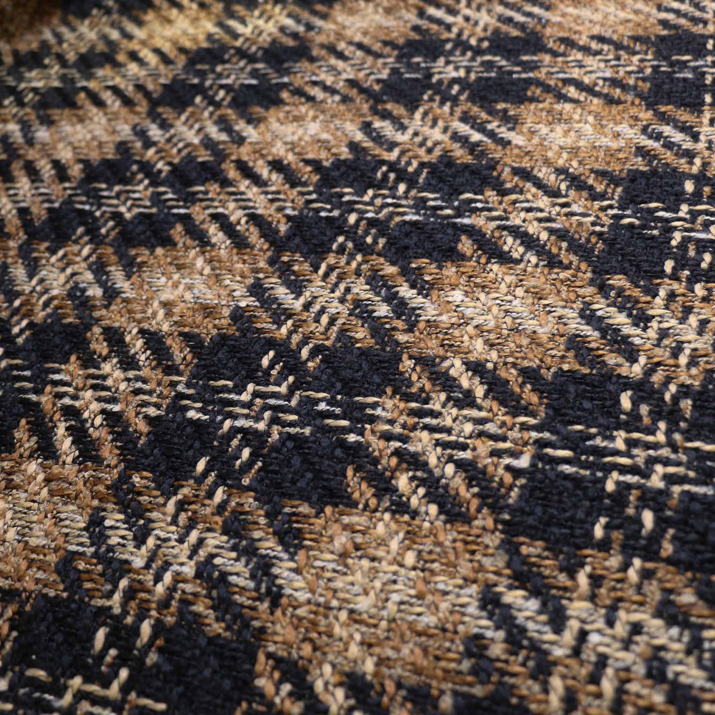 wool blend beige and black basket weave boucle dressmaking fabric