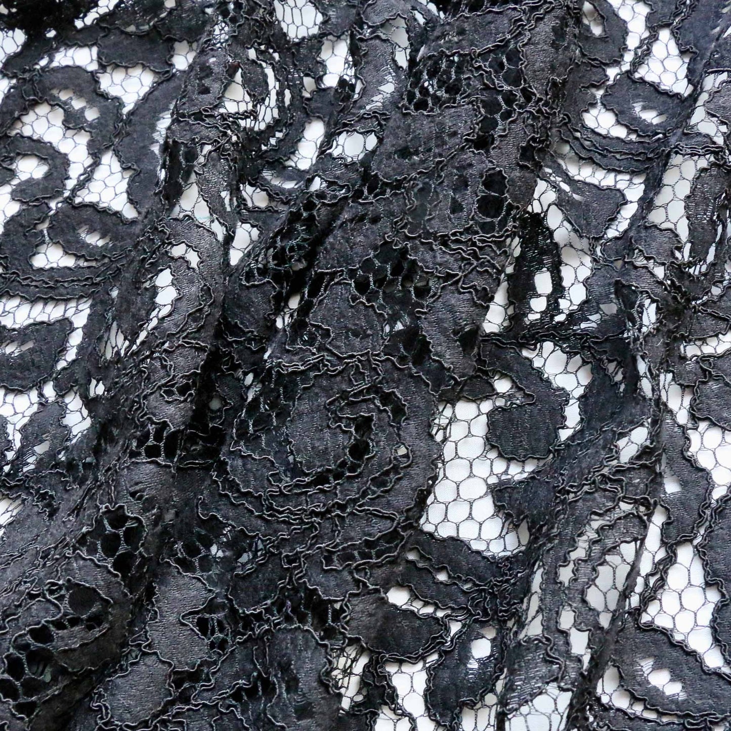 black decorative design guipure dressmaking lace fabric