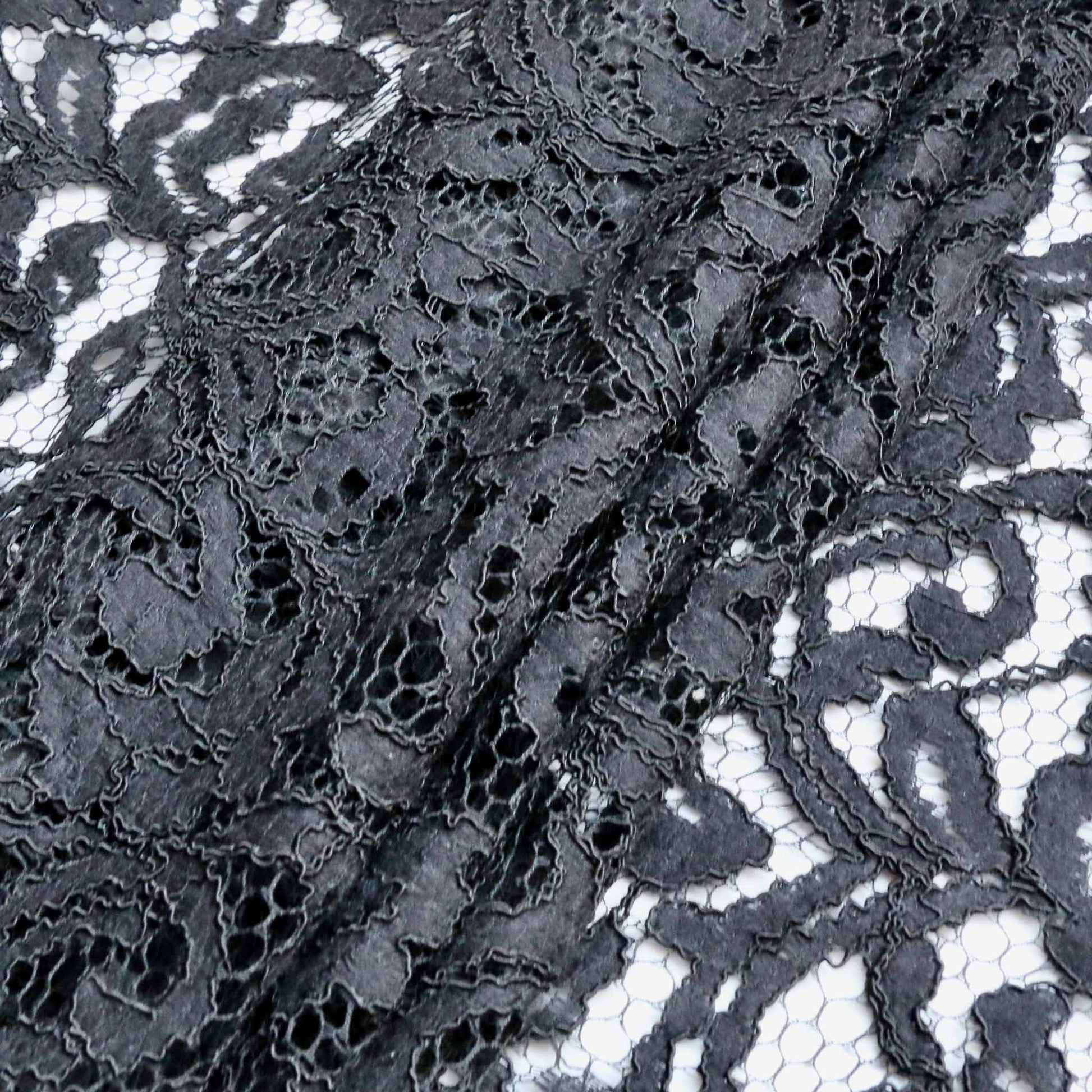 black corded lace guipure dressmaking decorative fabric