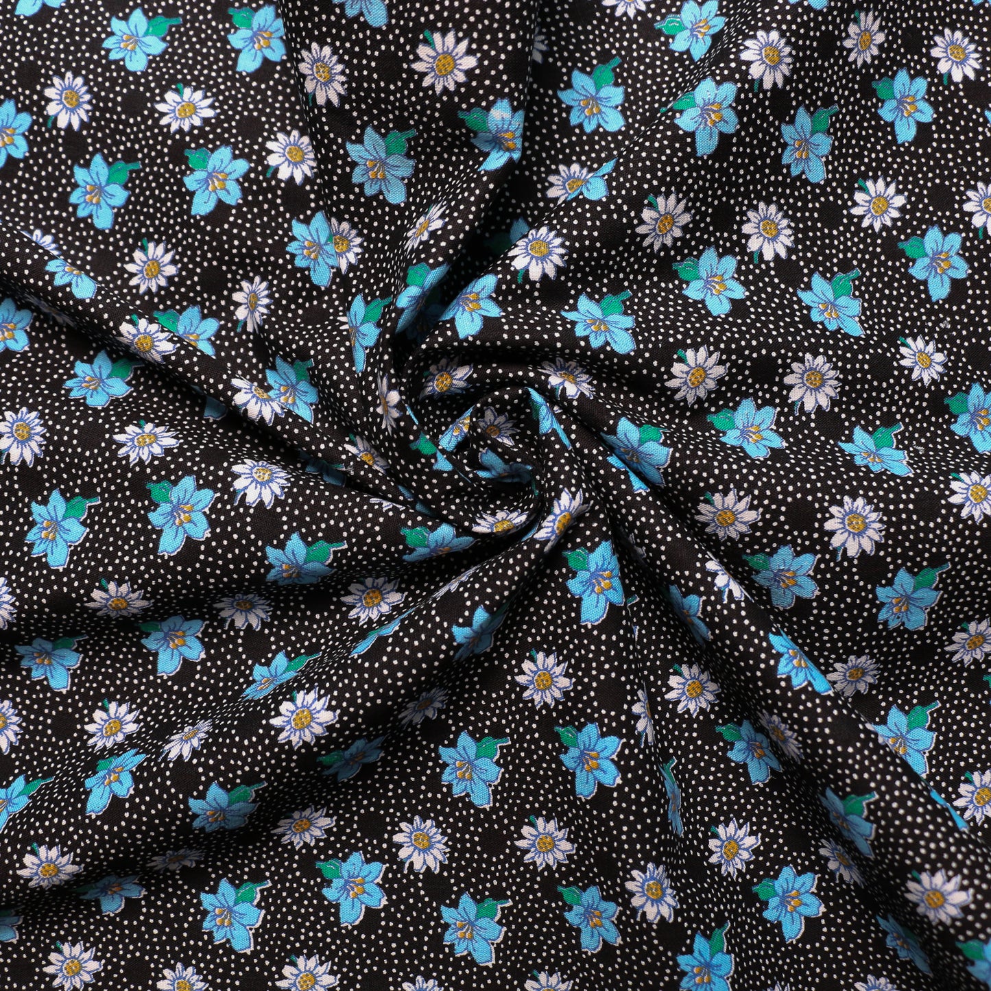 vintage sustainable cotton dressmaking fabric with retro floral pattern
