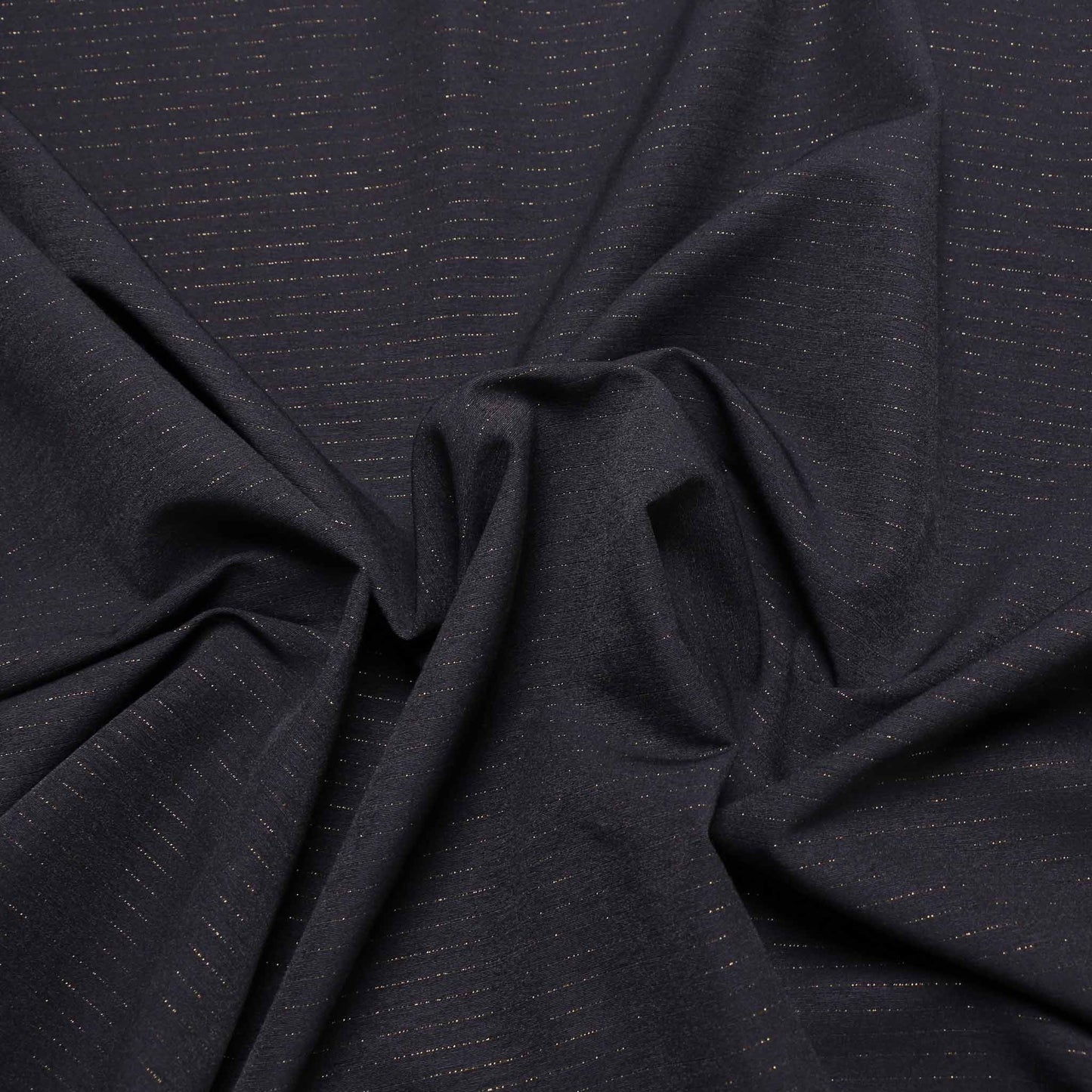 black bengaline grosgrain dressmaking fabric with gold pinstripe