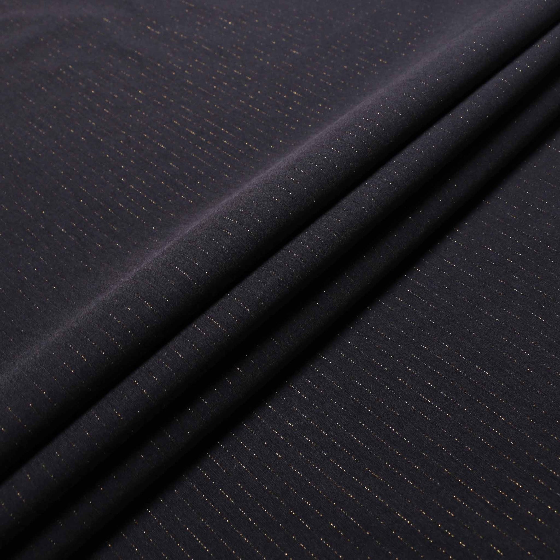 gold pinstriped bengaline grosgrain fabric in black for dressmaking