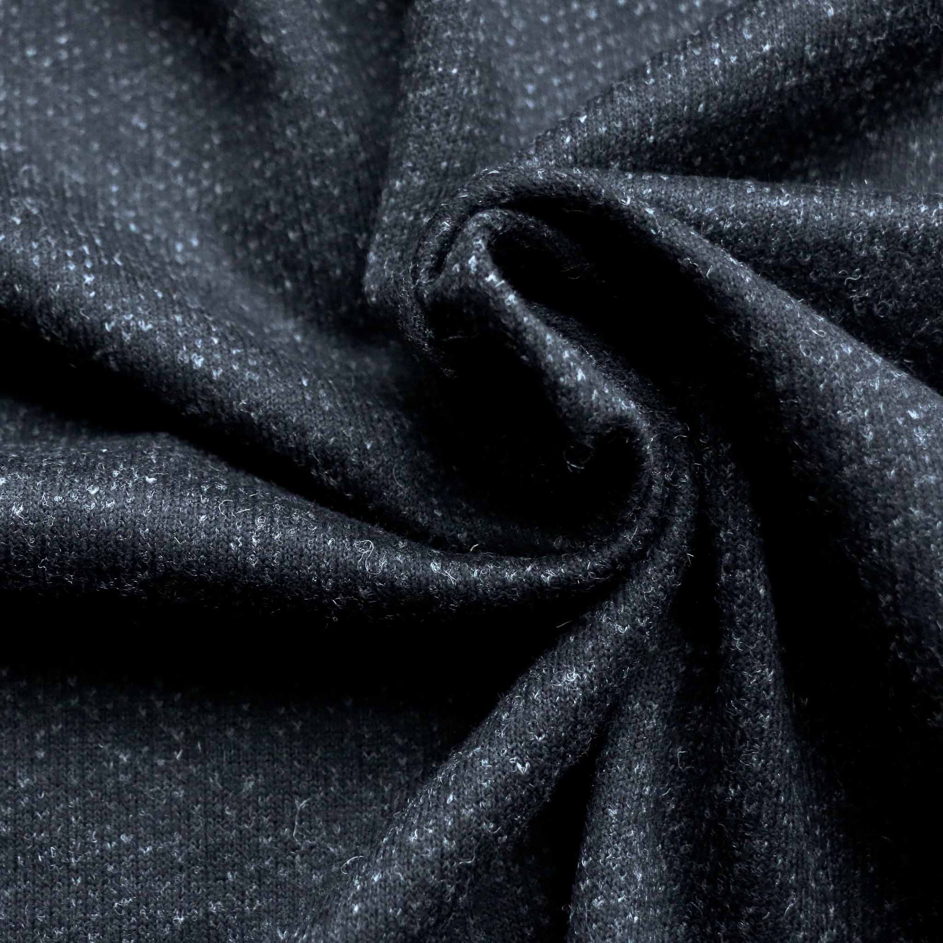 black and grey wool jersey knit felt backed dress fabric