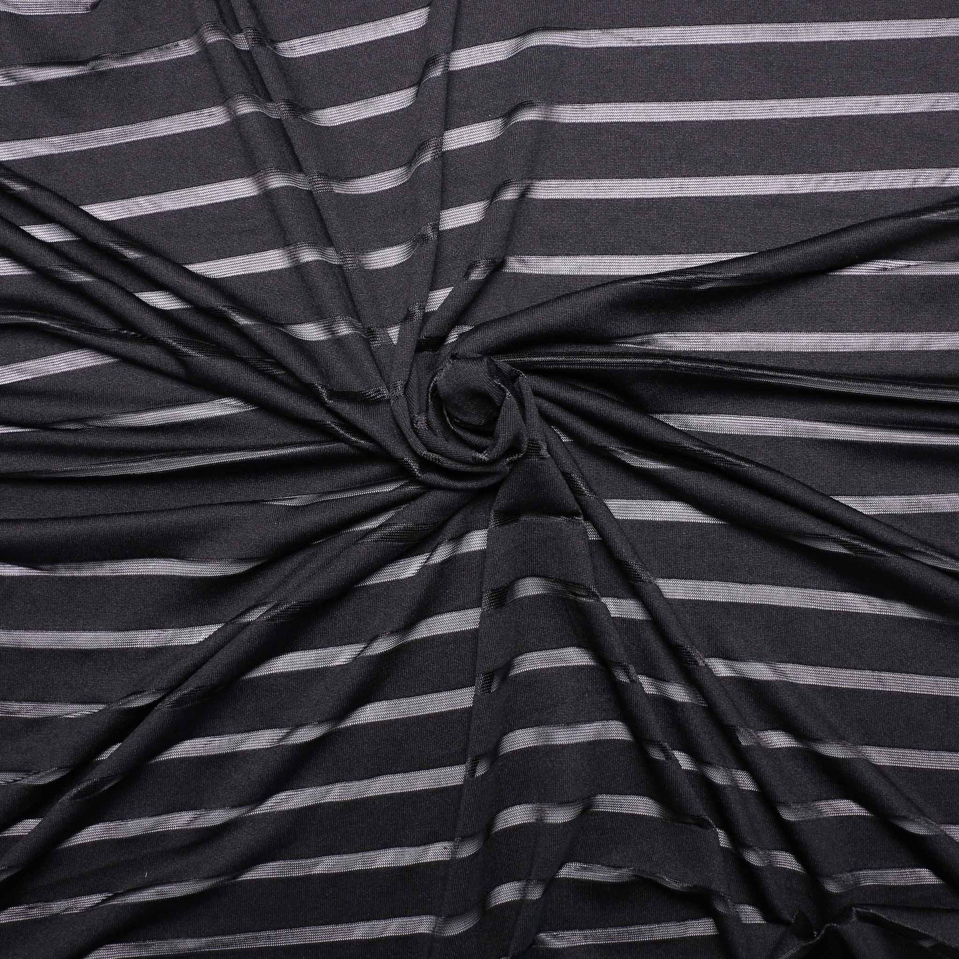 black jacquard stripe jersey dressmaking fabric in black