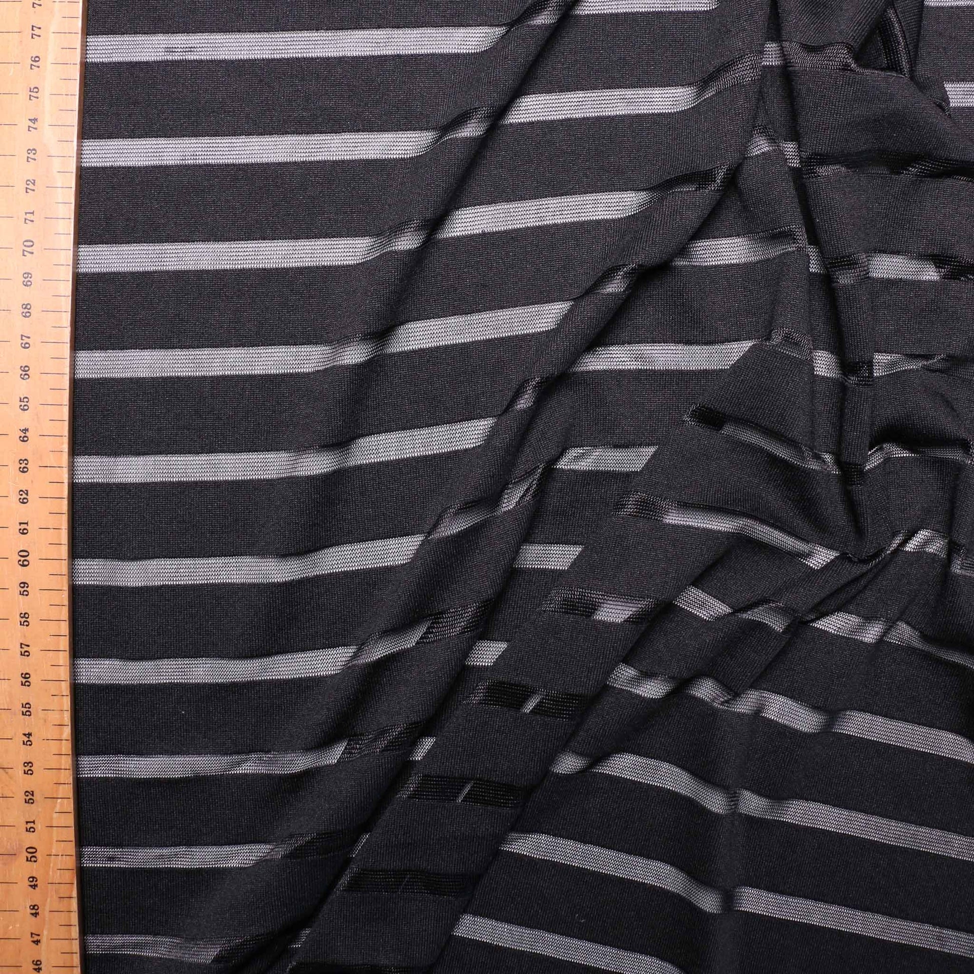 metre deadstock stripe jersey fabric with jacquard in black