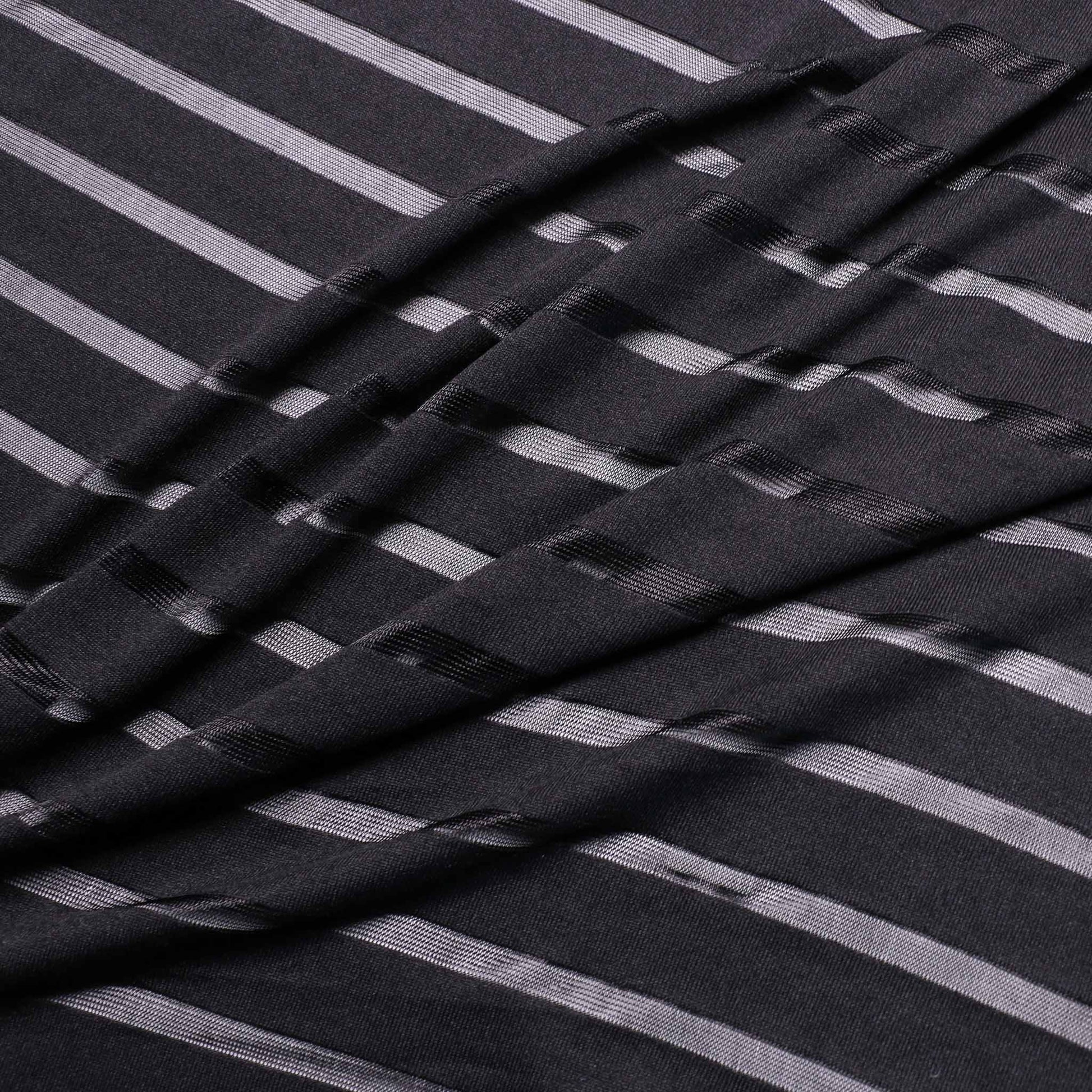 black jersey striped jacquard dressmaking fabric 