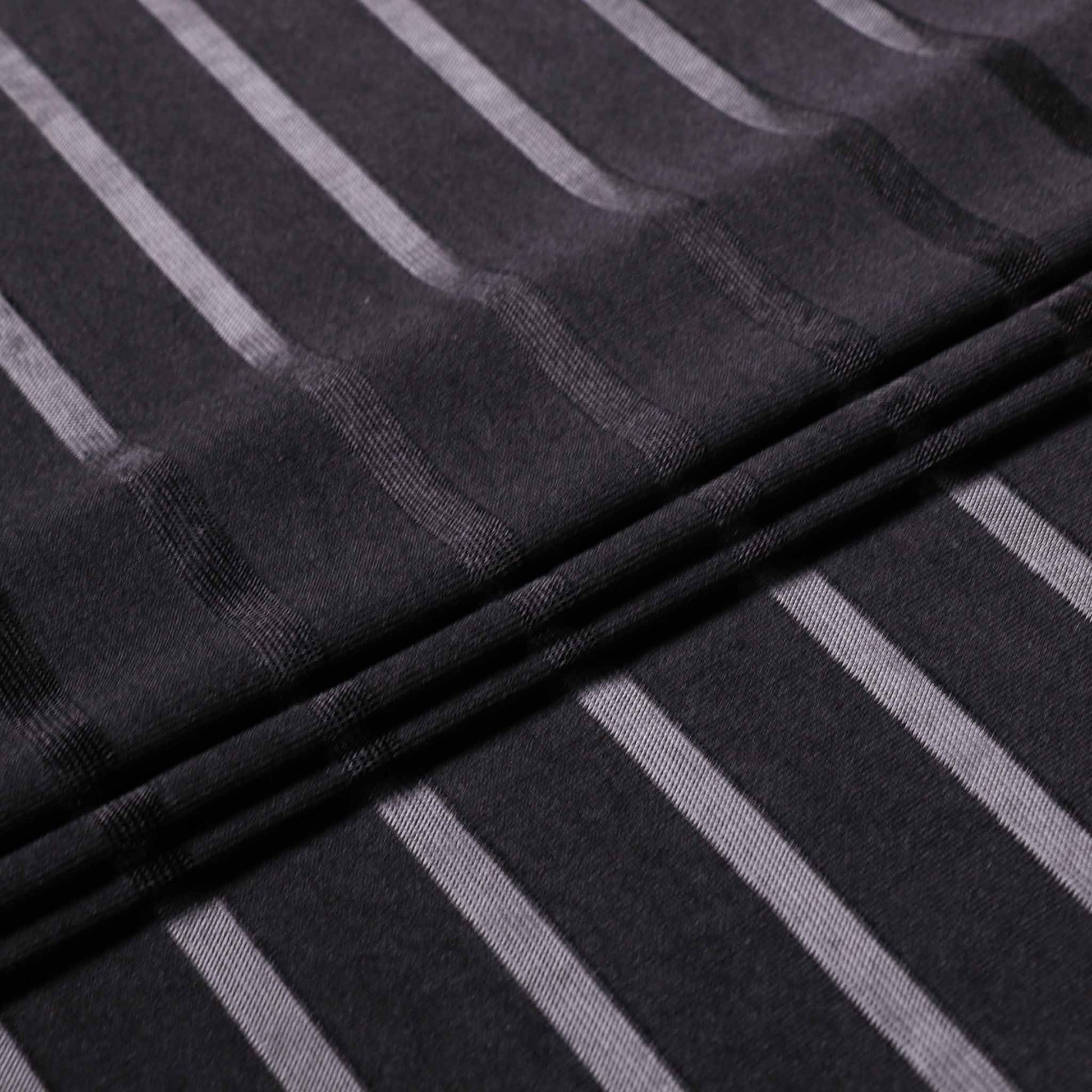 deadstock jersey jacquard stripe dressmaking fabric with black stripe pattern